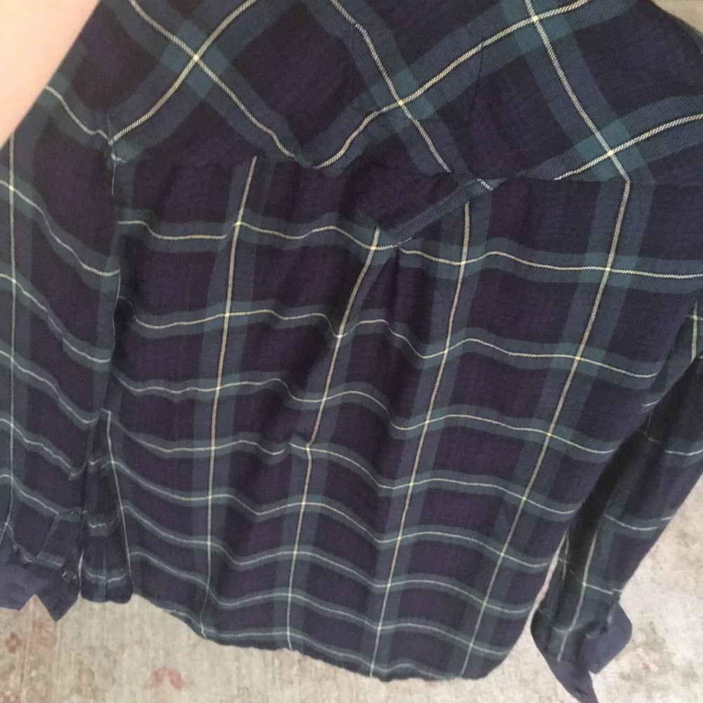 Rails Navy/Green Flannel Button Down - image 4